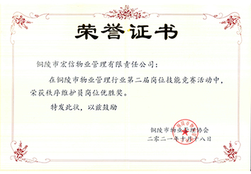 2024年銅陵市物業(yè)管理行業(yè)崗位技能競(jìng)賽秩序維護(hù)崗位優(yōu)勝獎(jiǎng)